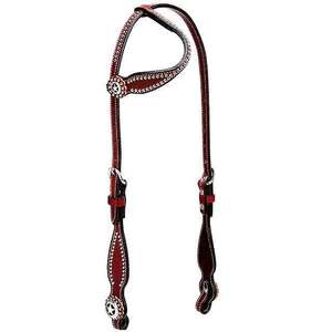 Premium Western Horse Headstall Brida de cuero de vaca mecanizada a mano con diseño floral, tachuela de montar duradera - Product Image 1