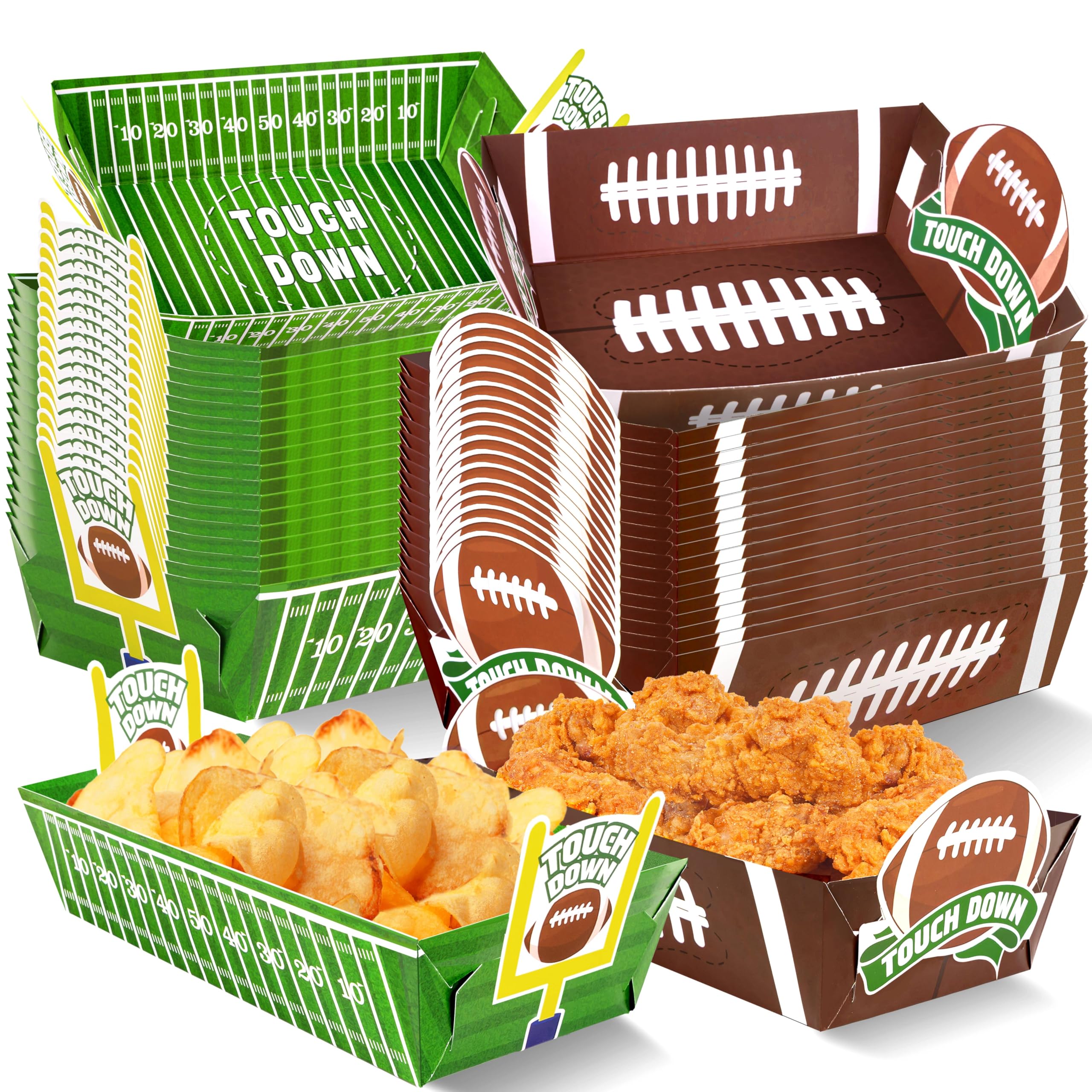 50 Pack Paper Food Trays Movie Night Supplies Snack Stadium Serving Plates for Super Football Bowl Birthday Disposable Decor