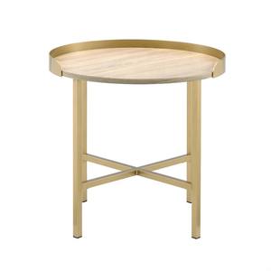 Modern Eco-Friendly <b>Round</b> <b>Gold</b> Coffee <b>Table</b> with Tray Style for Living Room Furniture - Product Image 2