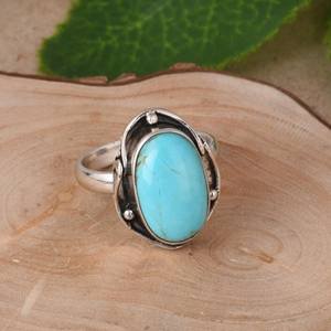 Bague de mariage de luxe en argent sterling et turquoise Kingman, bijou bohème fait main avec pierres précieuses, style sud-ouest, cadeau ajustable pour elle - Product Image 3