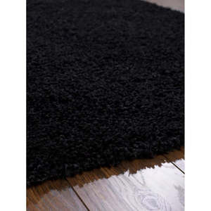 Large Black Shaggy Rectangle <b>Rug</b> for Living Room Bedroom <b>Hallway</b> Machine Made Polyester High Quality - Product Image 2