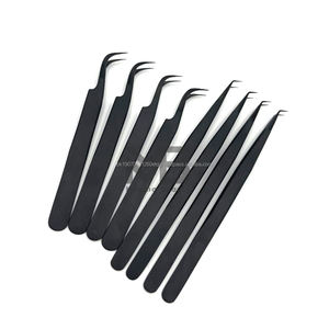 Collection de pinces à épiler au design personnalisé avec revêtement de couleur, pinces à épiler en acier inoxydable avec étiquette privée pour extensions de cils - Product Image 2