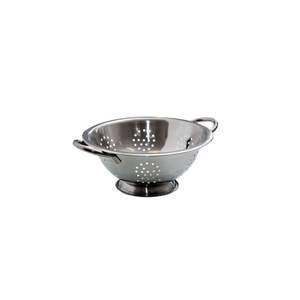 Metal colander with precision cut holes for efficient draining <b>pasta</b> noodles vegetables fruits washing kitchen - Product Image 4