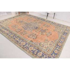 Alfombra Turca Vintage de Lana Azul, 6.3x10.3 pies (193x313 cm) - Product Image 2