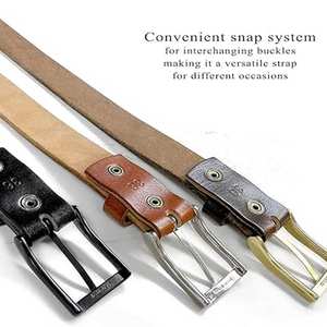 Cinturón de cuero grueso con hebilla de latón antiguo Cinturón de cuero suave con cinturón de cuero minimalista de acabado liso - Product Image 6