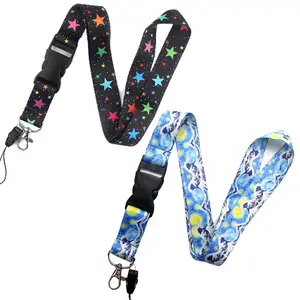 Wholesale Polyester Colorful Stars Galaxy Constellation Adjustable Lanyard Buckle U Disk Camera ID Card Badge Holder