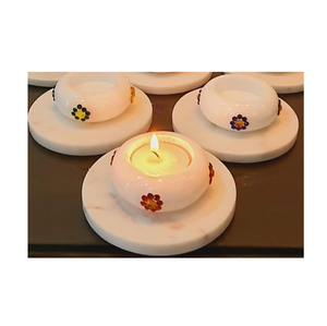 Portavelas de mármol pilar que agrega encanto a celebraciones festivas bodas salas de meditación rincones espirituales y espacios tranquilos - Product Image 6