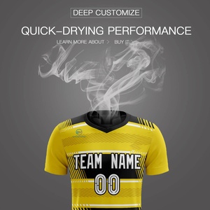Uniforme de Fútbol Personalizado al por Mayor, de Secado Rápido, Económico, Amarillo y Negro, Conjunto Completo, Ropa de Fútbol, Precio Económico, OEM - Product Image 4