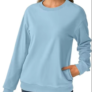 เสื้อสเวตเตอร์แขนยาวคอกลมสำหรับผู้หญิงเสื้อสเวตเชิ้ตสีบล็อกแบบหลวมลำลอง - Product Image 1