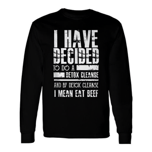 Maglietta promozionale unisex a maniche lunghe con scollo rotondo Detox Cleanse I Mean Eat Beef - Product Image 2