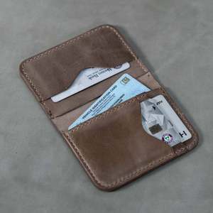 Portefeuille fin à rabat pour cartes n°70 (marron clair) - 100% cuir véritable fait main - Garantie 5 ans - Product Image 6
