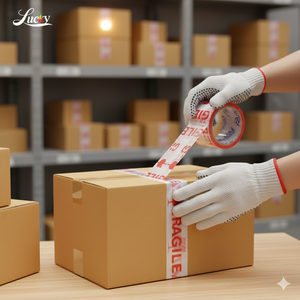 High Quality Single Sided Rubber Adhesive <b>Tape</b> Red and <b>White</b> Printed <b>Waterproof</b> Warning <b>Tape</b> for Bag Sealing - Product Image 2