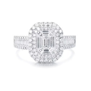 Bague en diamant émeraude durable avec un cluster de 2,30 carats de diamants de laboratoire F-VS2 sertis dans un or massif 14 carats poli - Product Image 1