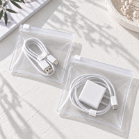 En stock, sac à fermeture éclair en PVC réutilisable, pochette transparente à fermeture éclair en PVC pour câble USB, chargeur, écouteurs, bijoux, emballage cosmétique