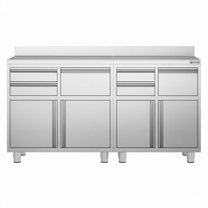 Estación de Café Comercial de Acero Inoxidable y Mueble de Suelo con Encimera - para Máquina de Café - 1800x600mm - con 4 Cajones, 2 Puertas - Product Image 5