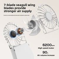 Ventilateur portable électrique haute vitesse, pliable, à porter autour du cou, avec commande par bouton, refroidissement par air, autonomie de 2 à 4 heures, design compact