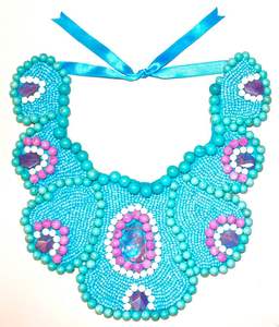 สร้อยคอปักลายวินเทตประกายลูกปัดแก้ว - Product Image 4