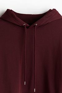 Veste à capuche et col montant en coton mélangé bordeaux pour homme, manches longues, poches latérales kangourou, coupe décontractée, avec cordon de serrage pour l'hiver - Product Image 3