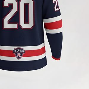 Mejor precio Personalizable Equipo Logo Imprimir Secado rápido Manga larga Entrenamiento Ropa deportiva 100% Poliéster En blanco Hockey sobre hielo Jersey - Product Image 5