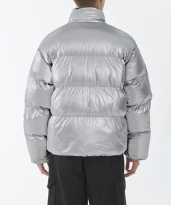 Chaqueta acolchada metálica para hombre con cuello alto y cremallera, abrigo de invierno, diseño personalizado - Product Image 3