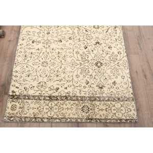 Vintage 3x5.7 ft Rug, Turkish Rug, <b>Brown</b> Patchwork <b>Wool</b> Rug - Product Image 2