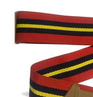 Ceinture en polyester stable jaune bleu rouge de 8cm en laine avec cuir de vachette et boucle en fer pour le marché britannique