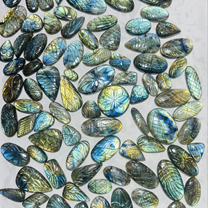 Lote de piedras preciosas talladas de labradorita Natural hermosa, fabricación de joyas, mezcla curativa, cristal crudo pulido, decoración personalizada para el hogar - Product Image 1