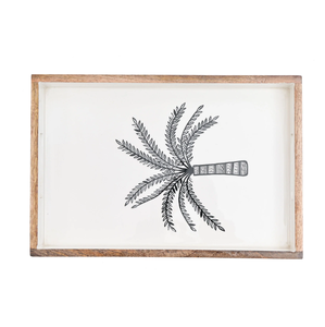 Bandeja DE SERVICIO DE MADERA Rectangular con estampado de palmera de latón AK con asa en varios colores para decoración de Hotel/Decoración de mesa - Product Image 3