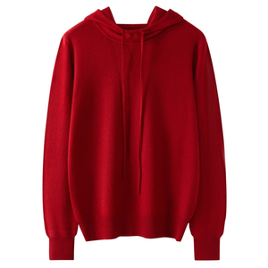 Sweat à capuche en cachemire pour femmes automne hiver pull à bord complet chaud tricot ample ODM approvisionnement avant Logo lavé à l'acide imprimé - Product Image 3