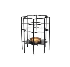 Handmade <b>Black</b> Color Iron Candle <b>Holder</b> With Glass Chimney Deluxe Quality Candle <b>Holder</b> For Party Decor Use - Product Image 1
