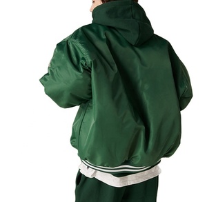 เสื้อแจ็กเก็ตบอมเบอร์ผ้าไหมซาตินสำหรับผู้ชายเสื้อแจ็กเก็ตเบสบอลแขนยาวระบายอากาศได้ดี - Product Image 6