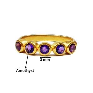 Bague en argent sterling 925 plaqué or avec améthyste et pierre de lune arc-en-ciel blanche pour femmes - Product Image 3