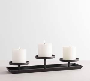 Aluminum Metal <b>Black</b> Finished <b>Pillar</b> 3 Arm <b>Candle</b> <b>Holder</b> Centerpieces Decoration High Quality <b>Candle</b> <b>Holder</b> - Product Image 1