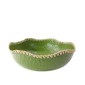 Cuenco redondo de hierro y caña para servidor con Base, cuenco de almacenamiento de Color verde para hoteles y decoración de mesa, cuenco hecho a mano - Product Image 4