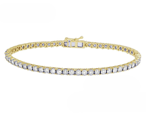 Classic Yellow Gold Lab Grown Diamond Tennis Bracelet 10K Round Cut <b>Fine</b> Jewelry for Women Luxury Gift - Product Image 1