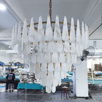 Lustre en albâtre de haute qualité, taille et style personnalisés, ovale/carré, commande sans fil, hauteur réglable pour villa, salon