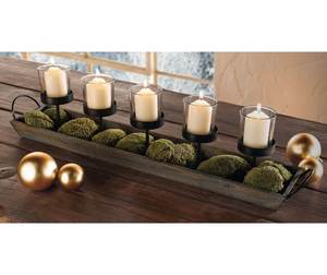 เชิงเทียน5เสาสไตล์โมเดิร์นเงางามทำจากเหล็กและไม้ดีไซน์ตามสั่งสำหรับตกแต่งบ้านและงานแต่งงานที่หรูหรา - Product Image 3