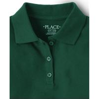 Uniformes scolaires pour filles en coton extensible doux vert, mélange de spandex piqué, manches froncées, patte de boutonnage, tailles plus grandes, confortables