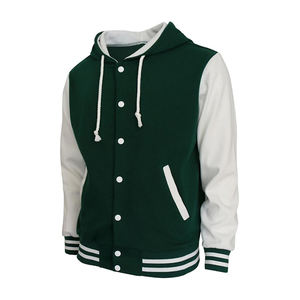 Personalizar abrigos de béisbol Proveedores al por mayor Botón Streetwear Béisbol Hombres Lettermen Chaquetas universitarias con capucha - Product Image 2