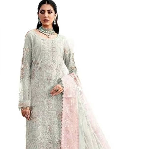 Salwar Kameez traditionnel en viscose, modal et soie, trois pièces, avec travail de pierres et de diamants, pour les fêtes du Nouvel An, Diwali, grandes tailles, mariage, 2024 - Product Image 1