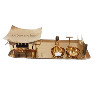 Ensemble de vaisselle en acier inoxydable doré, ensemble de plateaux de vaisselle en métal, ensemble de table plaqué or pour restaurant, hôtel et mariage - Product Image 6