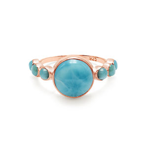 Nouvelle Collection Solide Fine Jewelry Unique 925 Sterling Silver Party Wear Ring Natural Blue Larimar Cabochon Gemstone pour les mariages - Product Image 3