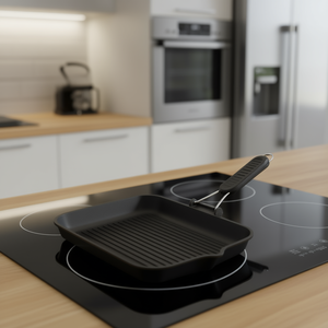 Poêle grill antiadhésive en aluminium Risoli 36x26cm compatible induction noire avec plaques de cuisson et poêles grill 090IN 36T00 - Product Image 3