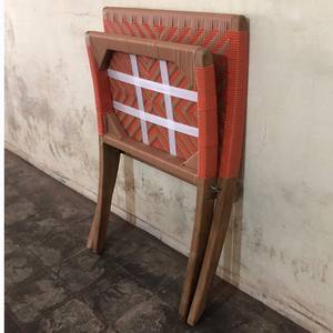 Chaise longue pliable en bois de teck brut, siège tressé à la main, chaise d'appoint de loisirs, chaise d'extérieur, hôtel, école, imperméable, écologique - Product Image 6