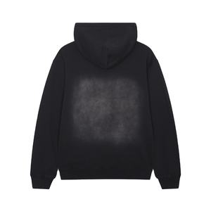 2026 Best Quality Unisex Black 300gsm Knitted Cotton Pullover Custom Logo Oversized Hoodie Heavyweight for <b>Men</b> Wholesale - Product Image 2