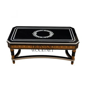 Ensemble de table basse en bois noir et or classique de luxe - Product Image 2