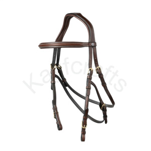 Diseño de cuero de brida Hackamore con tocado anatómico y pestillo de doble garganta - Product Image 2