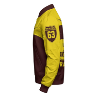 Blouson universitaire brodé Iota Phi Theta 1963 en satin grec premium, col montant, logo frontal, pour l'hiver