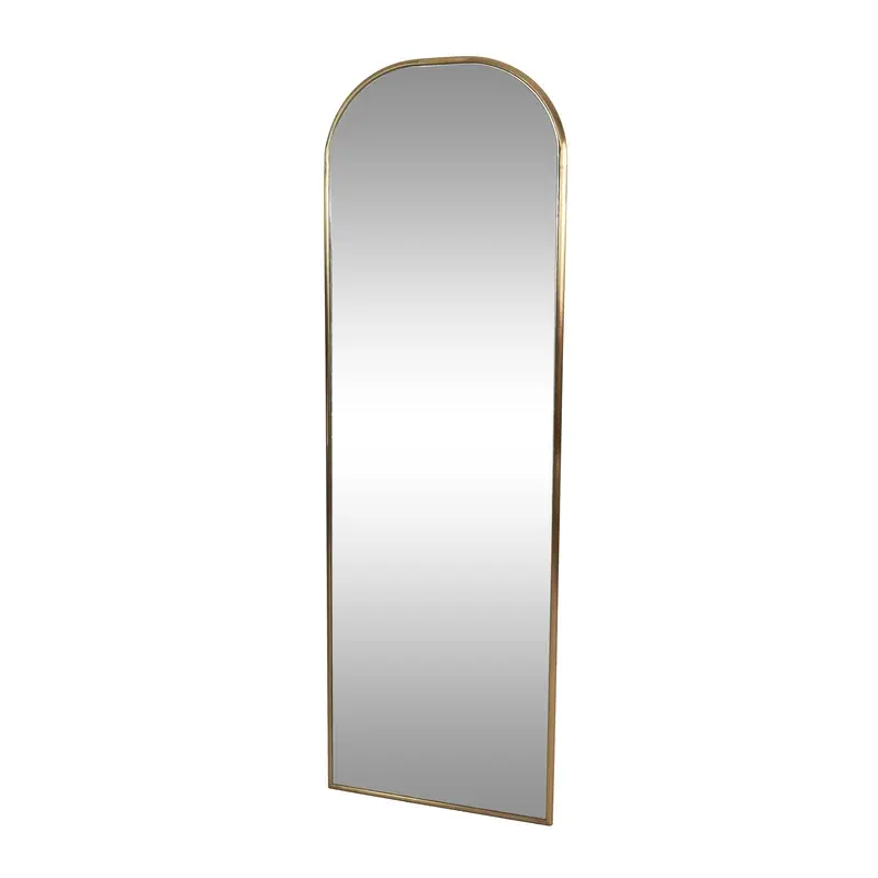 Top grade Wholesale Cheapest price Gold color Floor Full Length body Metal Arched Long Mirror For Dress Room Resort Hotel Usage