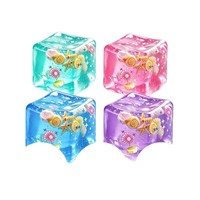 Juguete Sensorial Antiestrés Personalizado con Conchas Marinas, Caracoles, Estrellas de Mar, Purpurina, Cubo Transparente Suave para Apretar